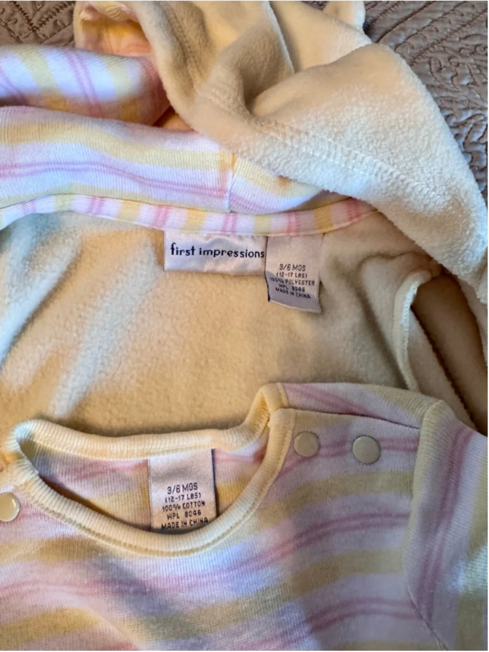 Baby First Impressions 3-Piece Set 3-6 Months Yellow Pink Striped